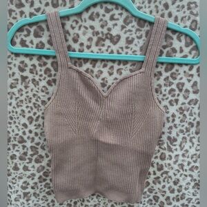 Abercrombie & Fitch Taupe Ribbed Crop Top